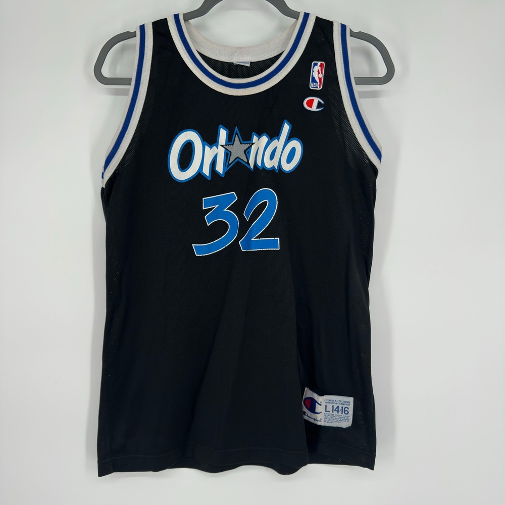 Vintage 90s Champion Orlando Magic Shaquille O'Neal 32 NBA Jersey Kids L 14-16
